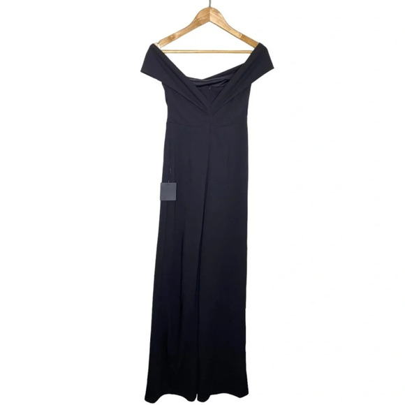 ✨NWT Lulus Black Pretty Picturesque Off Shoulder Wide Leg Jumpsuit Size Small - Picture 9 of 11